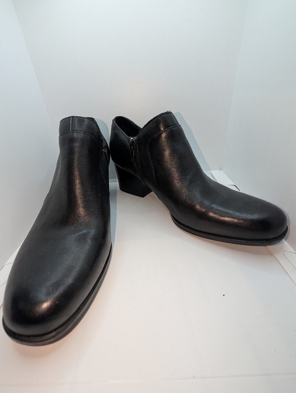 Born Leather Low Profile Ankle Boots, Size 9, Black